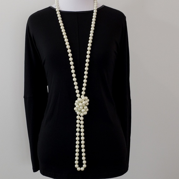 Vintage Pearl Necklace Jewelry - Vintage Pearl Necklace Extra Long Rope Length